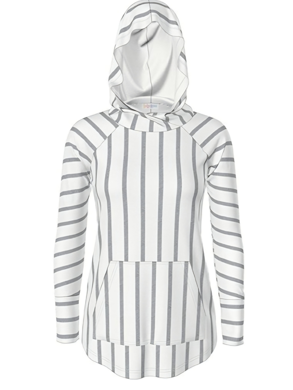 LuLaRoe White & Gray Vertical Stripe Hooded Pullover